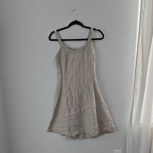 100% Ramie Beige Sleeveless Dress